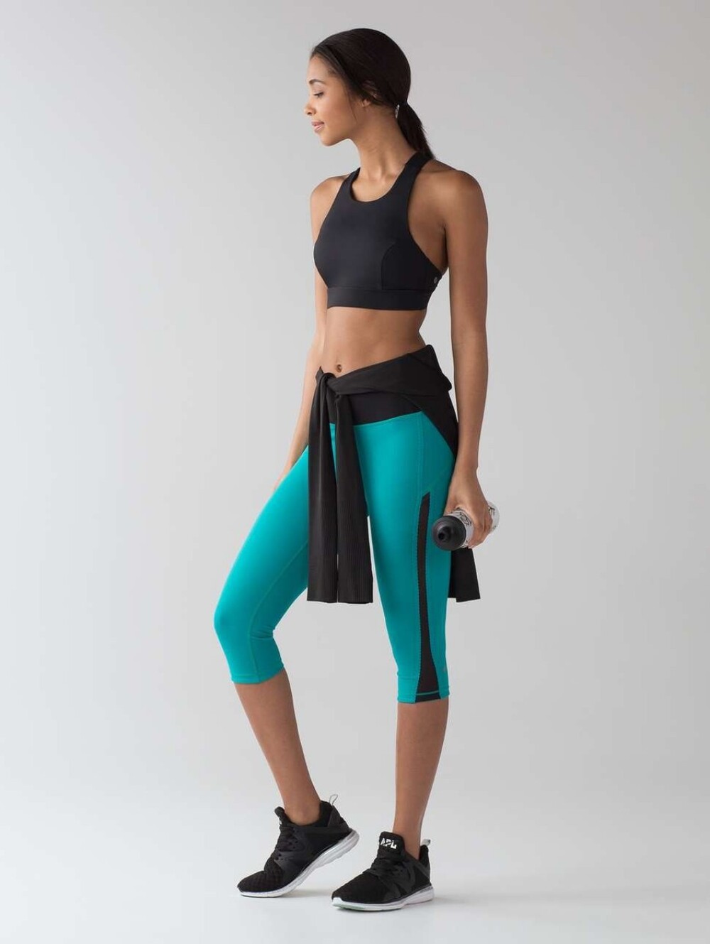 Lululemon Smooth Stride Crop (17" )Viridian Green/Black Style Number: W6AFES